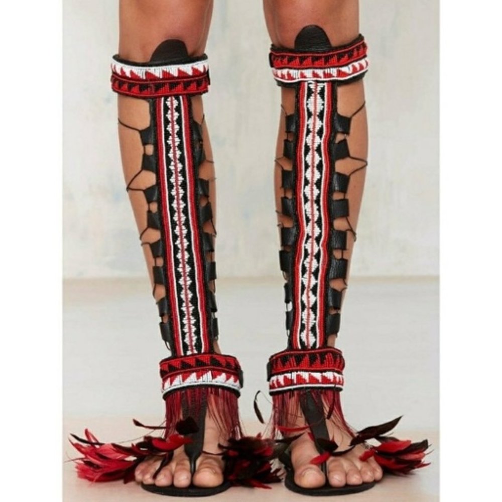 Brother Vellies Maasai Beaded Leather Sandals RARE